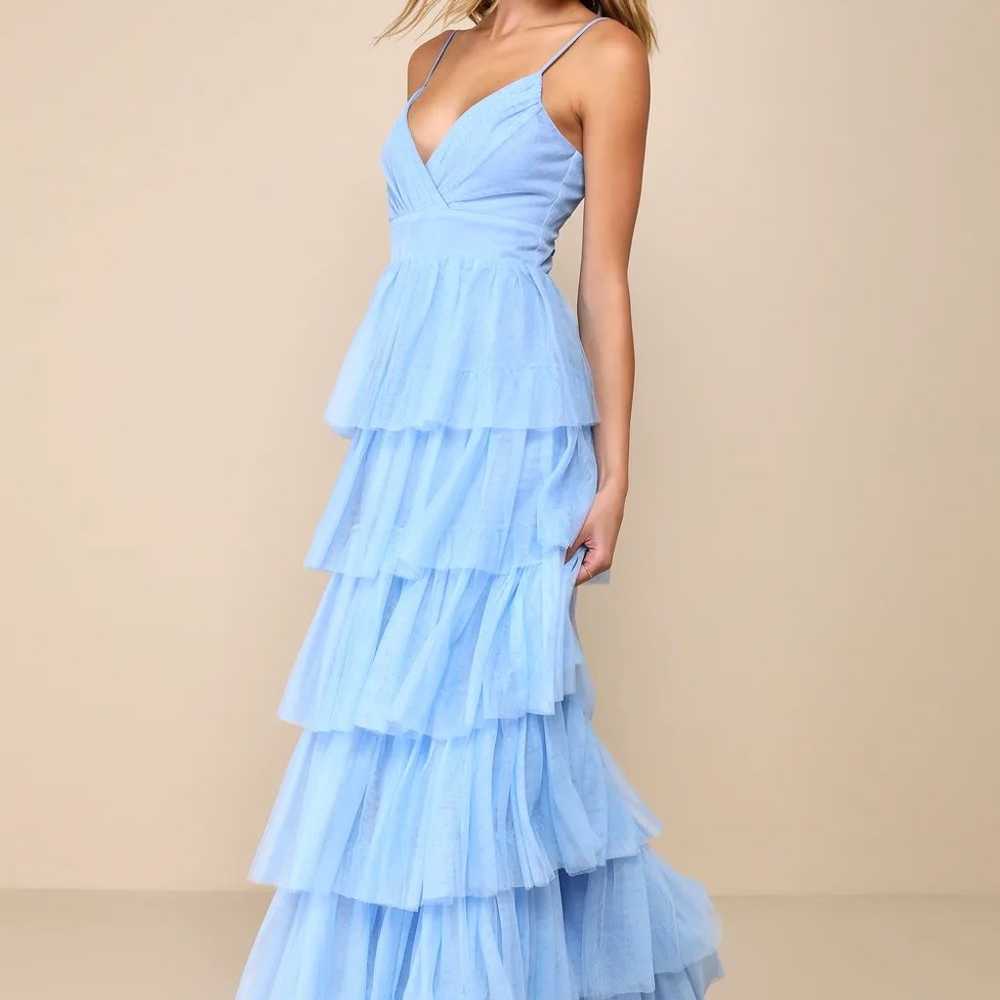 Lulus Rule the Runway Light Blue Tulle Surplice
T… - image 4