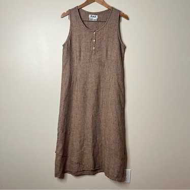 FLAX Linen Brown Lagenlook Relaxed Sleeveless Long