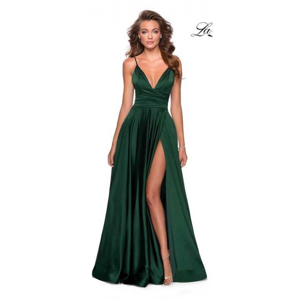 La Femme Emerald Green Sleeveless V-Neck High Leg… - image 10