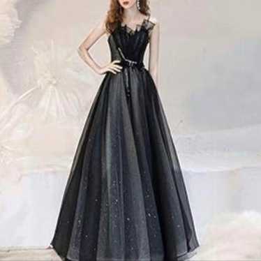 Color Long Dress, Black, Size M - image 1