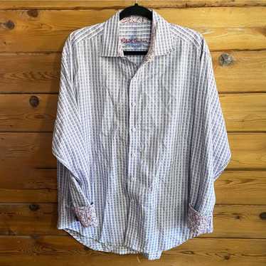 Robert Graham Robert Graham Purple White Long Sle… - image 1