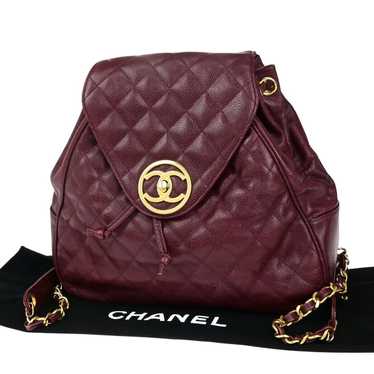 Chanel Coco Mark Burgundy Leather Backpack Bag (P… - image 1