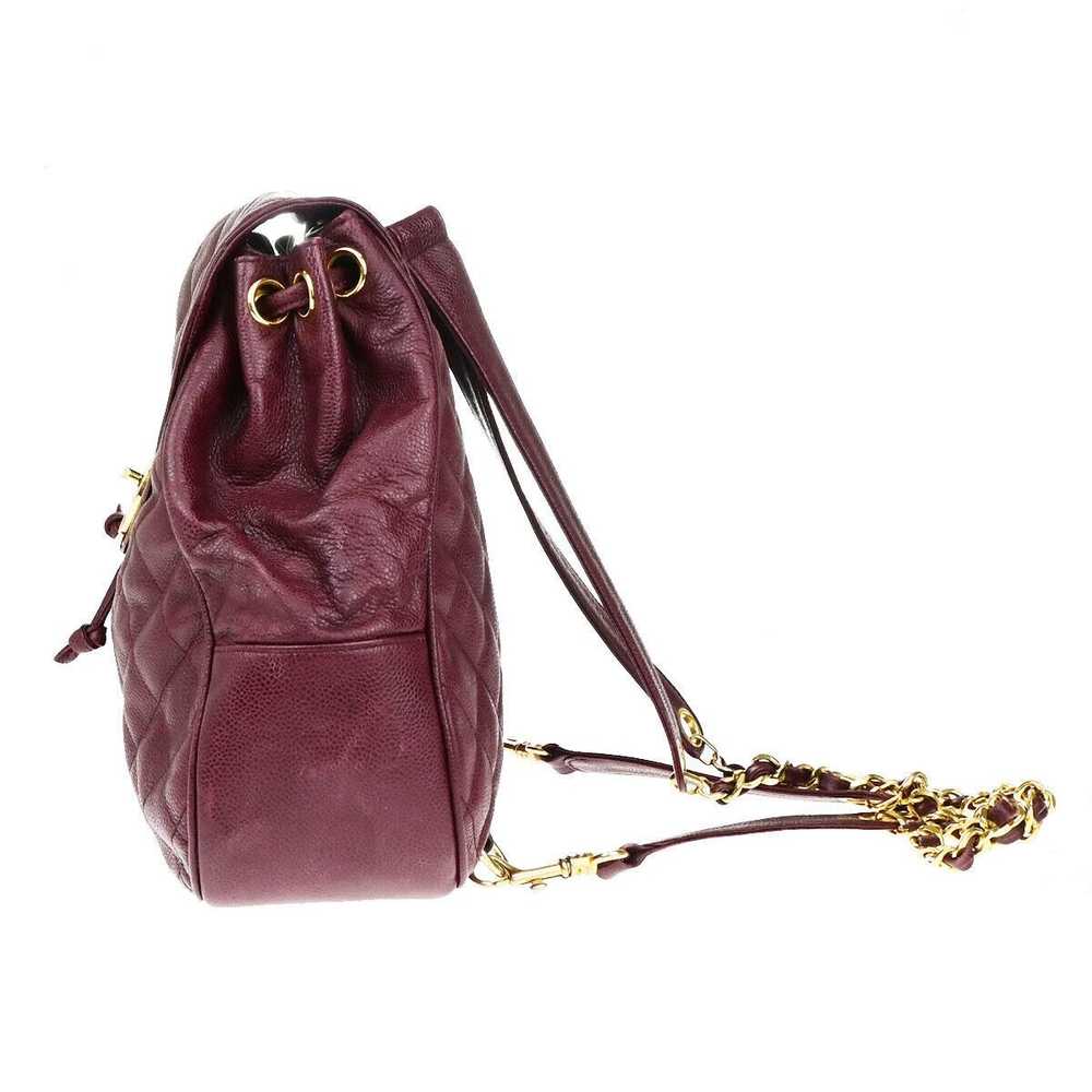 Chanel Coco Mark Burgundy Leather Backpack Bag (P… - image 3