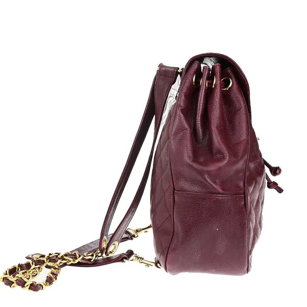 Chanel Coco Mark Burgundy Leather Backpack Bag (P… - image 4