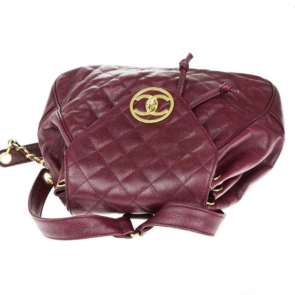 Chanel Coco Mark Burgundy Leather Backpack Bag (P… - image 5