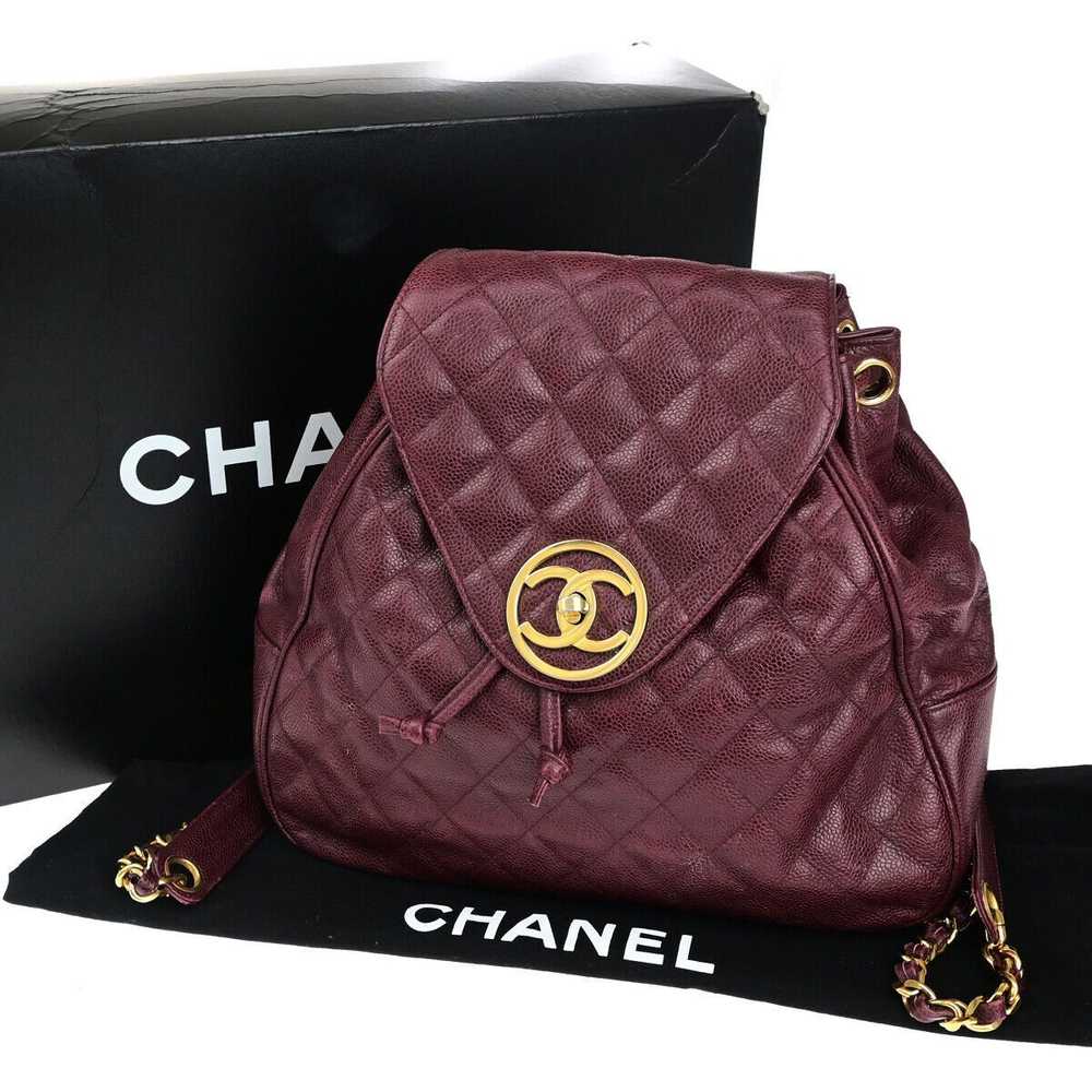 Chanel Coco Mark Burgundy Leather Backpack Bag (P… - image 9