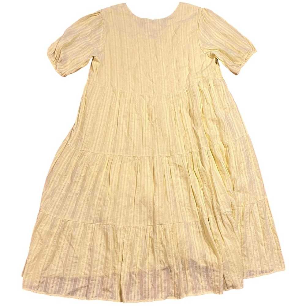 J Jill Dress Jacquard Tiered Midi Yellow V Neck S… - image 3