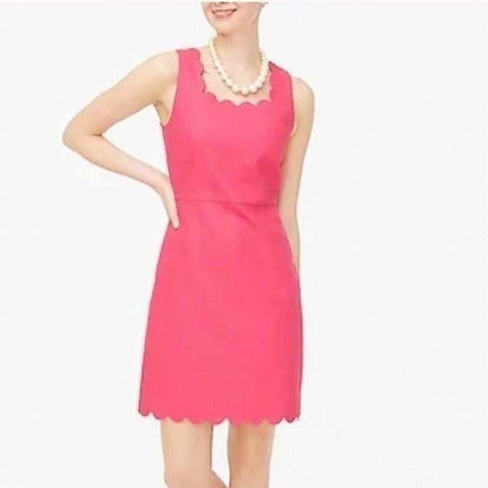 J. Crew Pink Basketweave Scalloped Shift Dress 4 - image 1