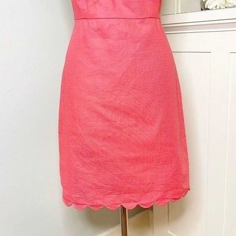 J. Crew Pink Basketweave Scalloped Shift Dress 4 - image 6