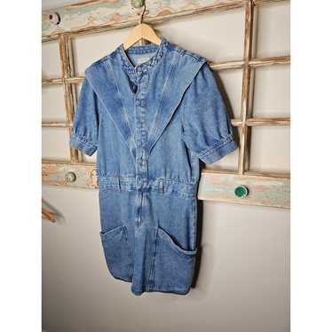 Vintage 80's Denim Jeanswear Dress with pockets L… - image 1