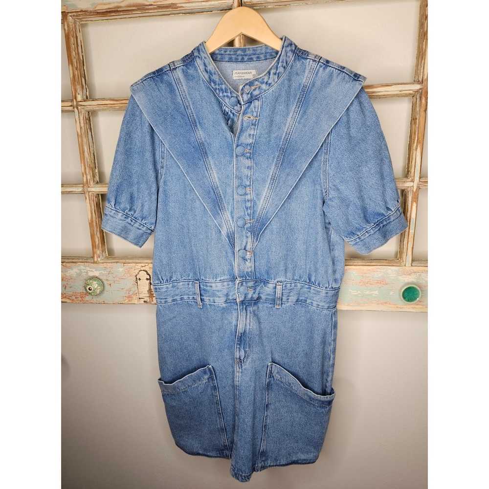 Vintage 80's Denim Jeanswear Dress with pockets L… - image 2