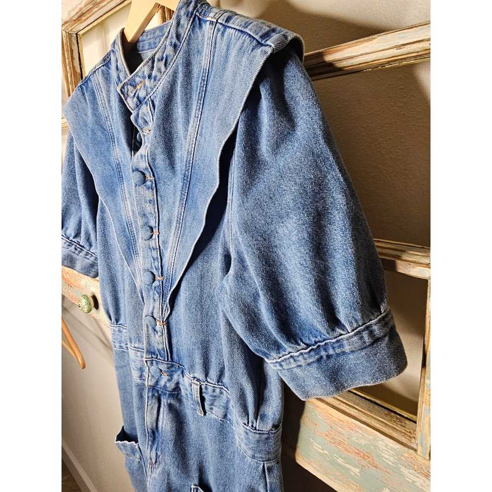 Vintage 80's Denim Jeanswear Dress with pockets L… - image 6