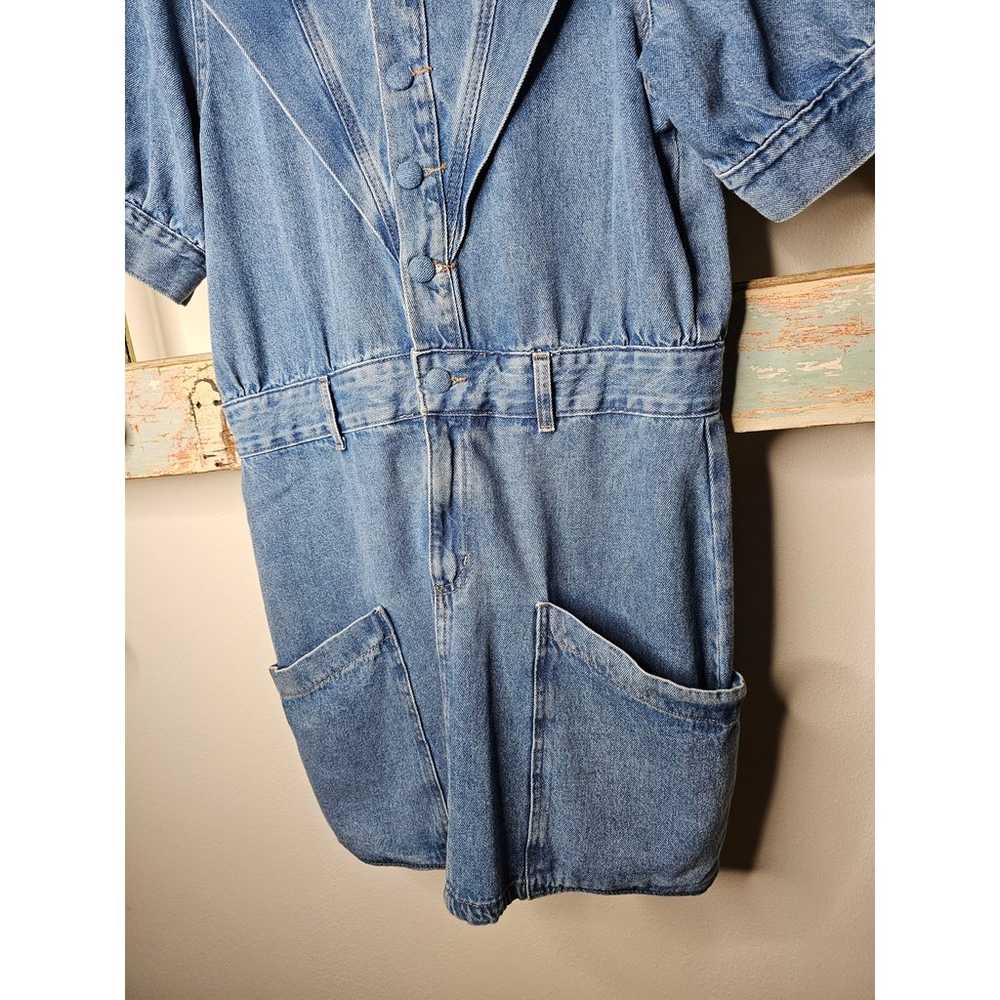 Vintage 80's Denim Jeanswear Dress with pockets L… - image 8