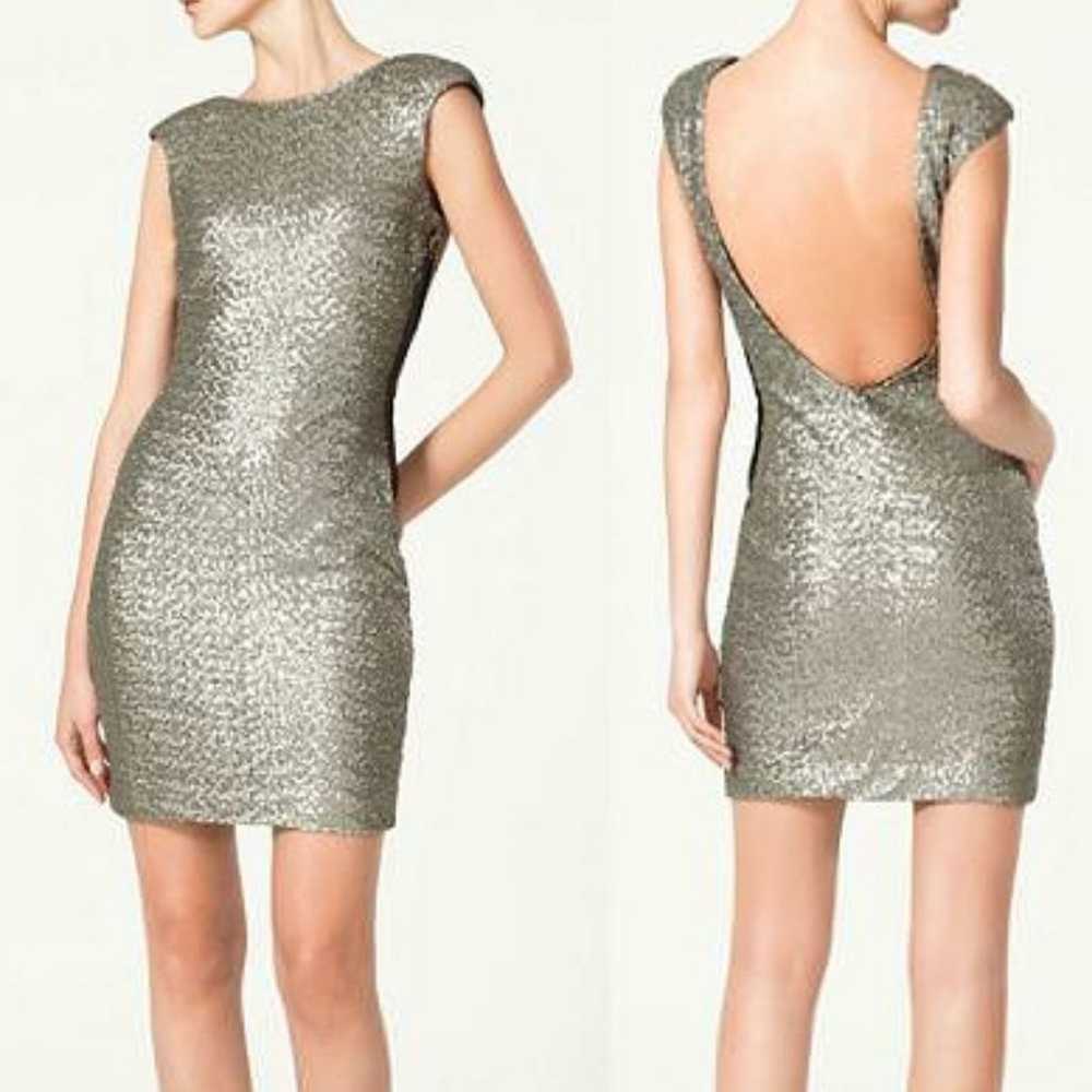 Zara Sequin Open Back Mini Dress - image 2