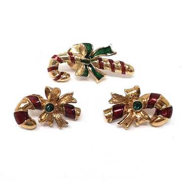 VTG Avon Christmas Jewelry Pin/Pierced Earrings S… - image 1