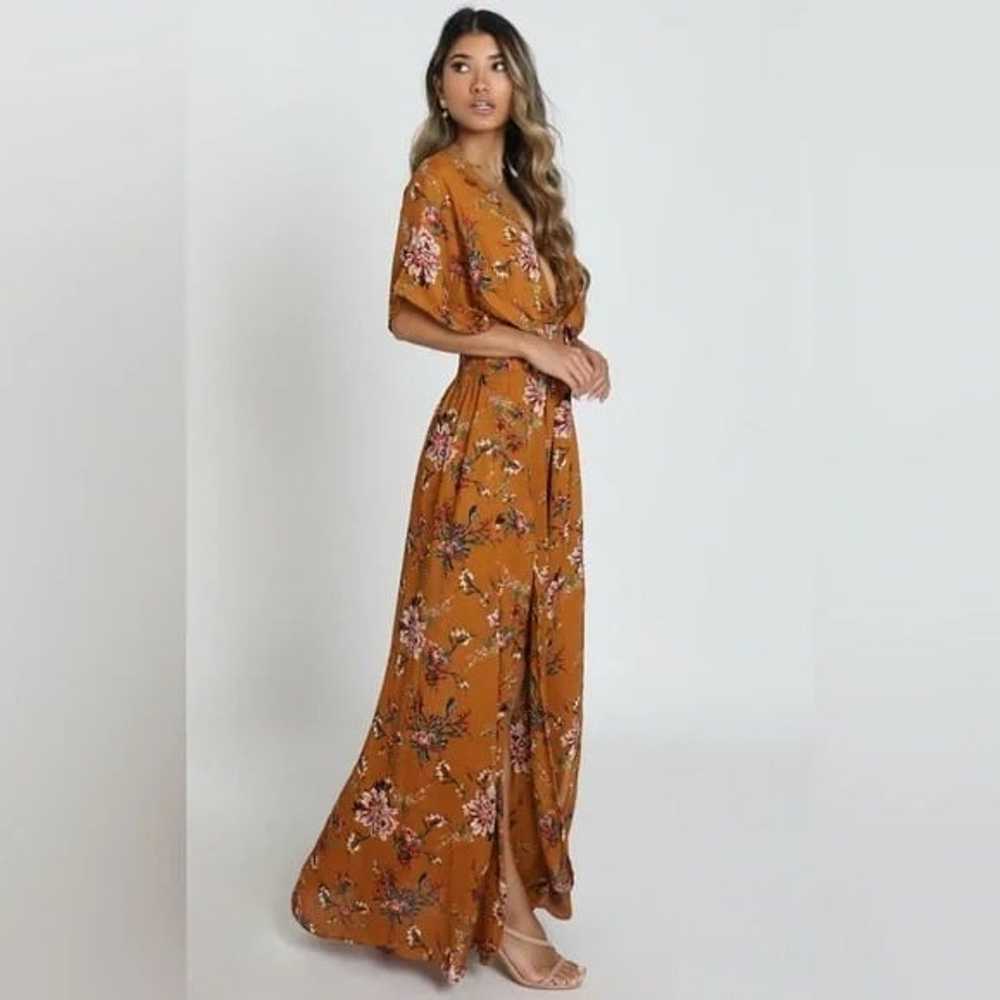 Showpo Vacay Ready Deep Plunge Mustard Floral Thi… - image 2