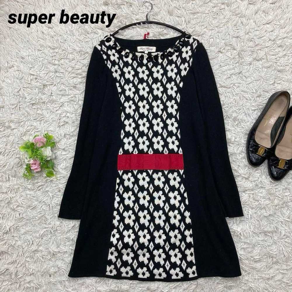 Super Beauty Beaded Wool Knit Dress - image 1