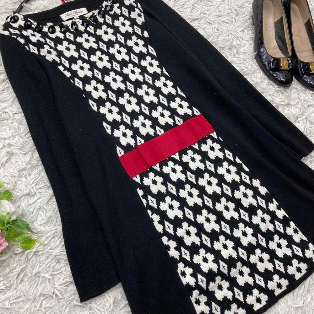 Super Beauty Beaded Wool Knit Dress - image 2