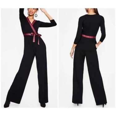 Boden Isla black&red Jersey Belted Jumpsuit sz 18R