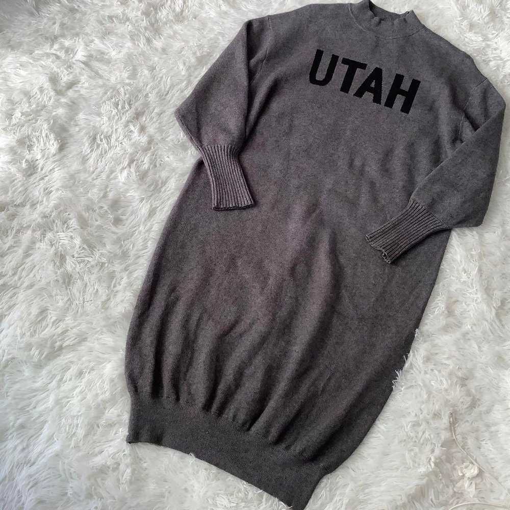 CLOCHE UTAH Logo Knit One-Piece Dress Gray Long K… - image 7