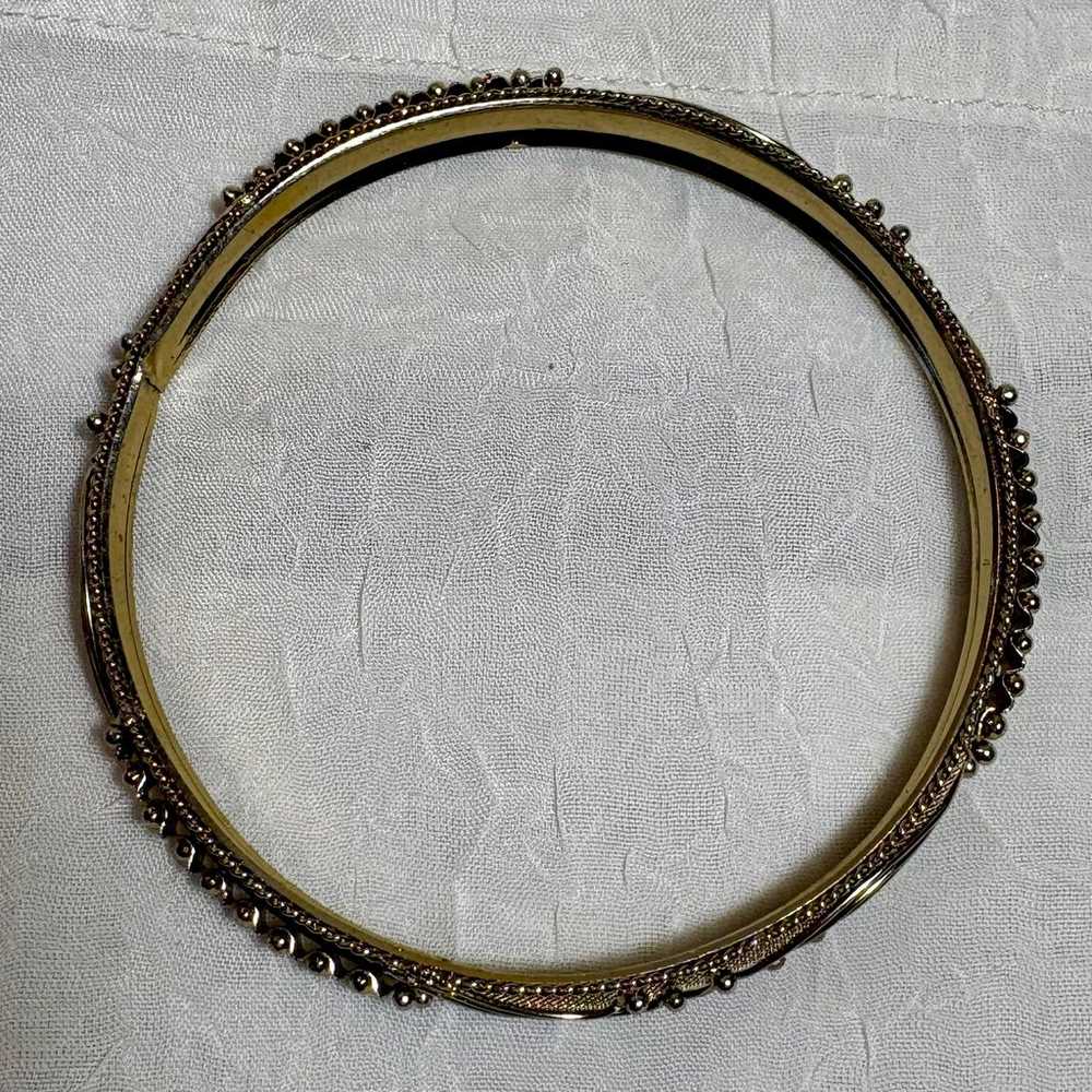 Vintage Gold Tone Mesh & Wired Bangle Bracelet - image 6