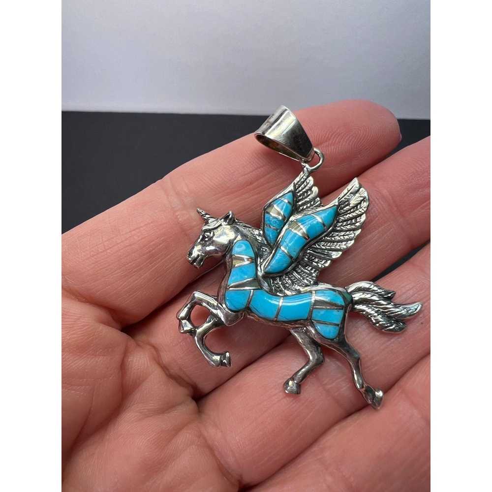 Other Turquoise and lab opal Pegasus unicorn 925 … - image 2