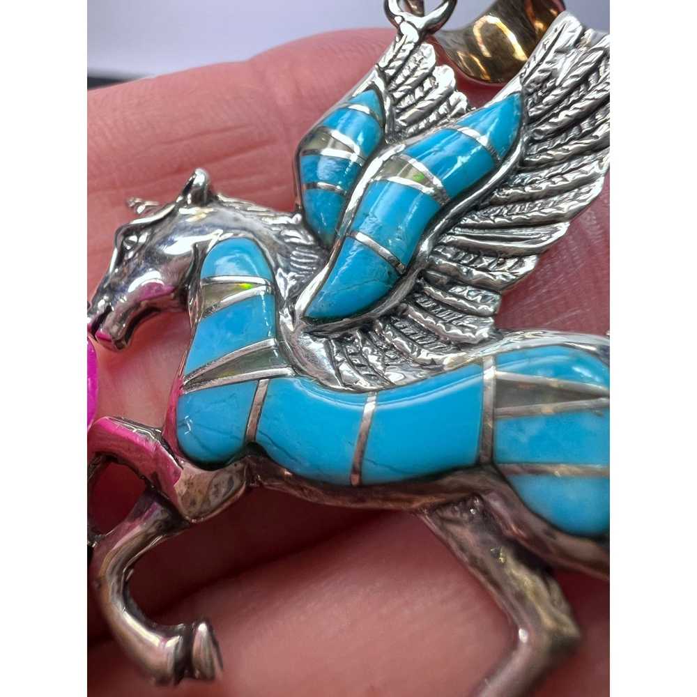 Other Turquoise and lab opal Pegasus unicorn 925 … - image 6