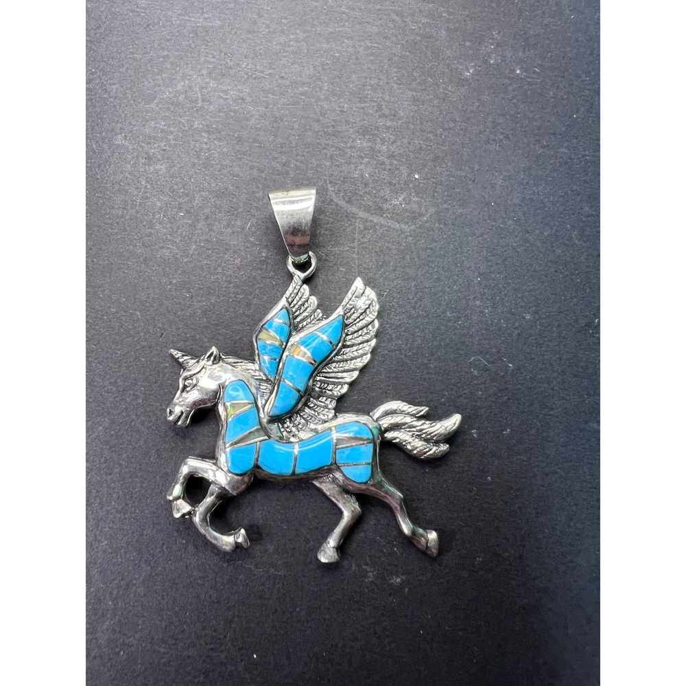 Other Turquoise and lab opal Pegasus unicorn 925 … - image 7