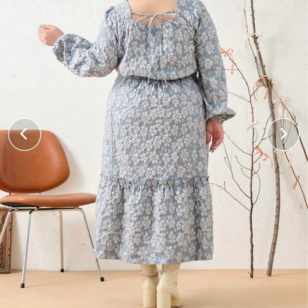 【Louiosy】Long Dress Blue Color Long Sleeve Floral… - image 2