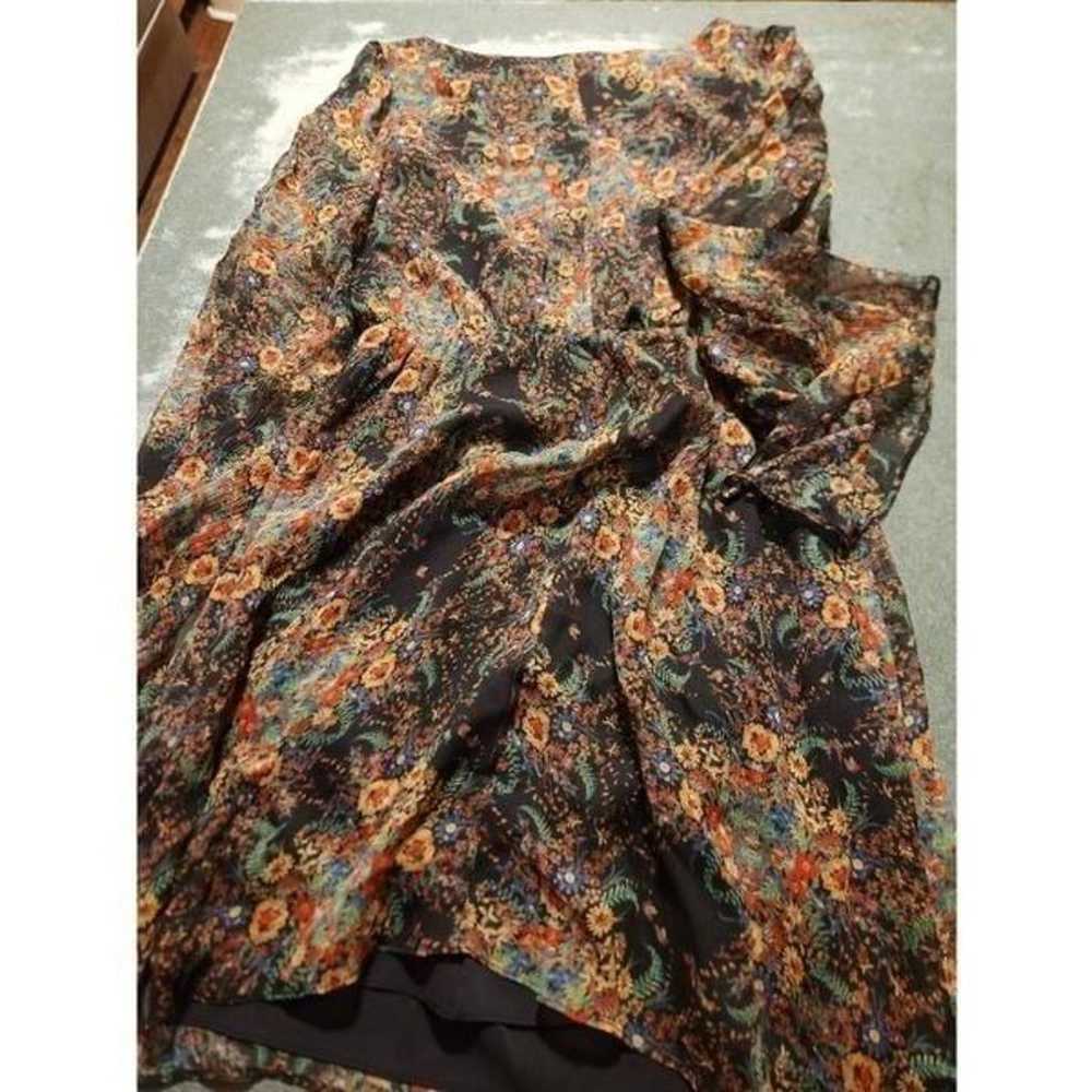 Alice+Olivia black multi color  floral silk dress… - image 4