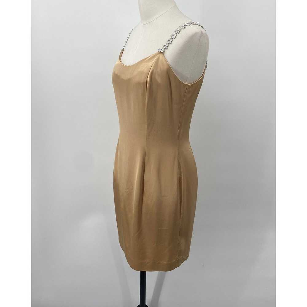 Vintage 90s Jessica McClintock Satin Mini Dress F… - image 5