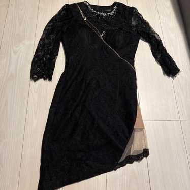 Black lace asymmetrical dress