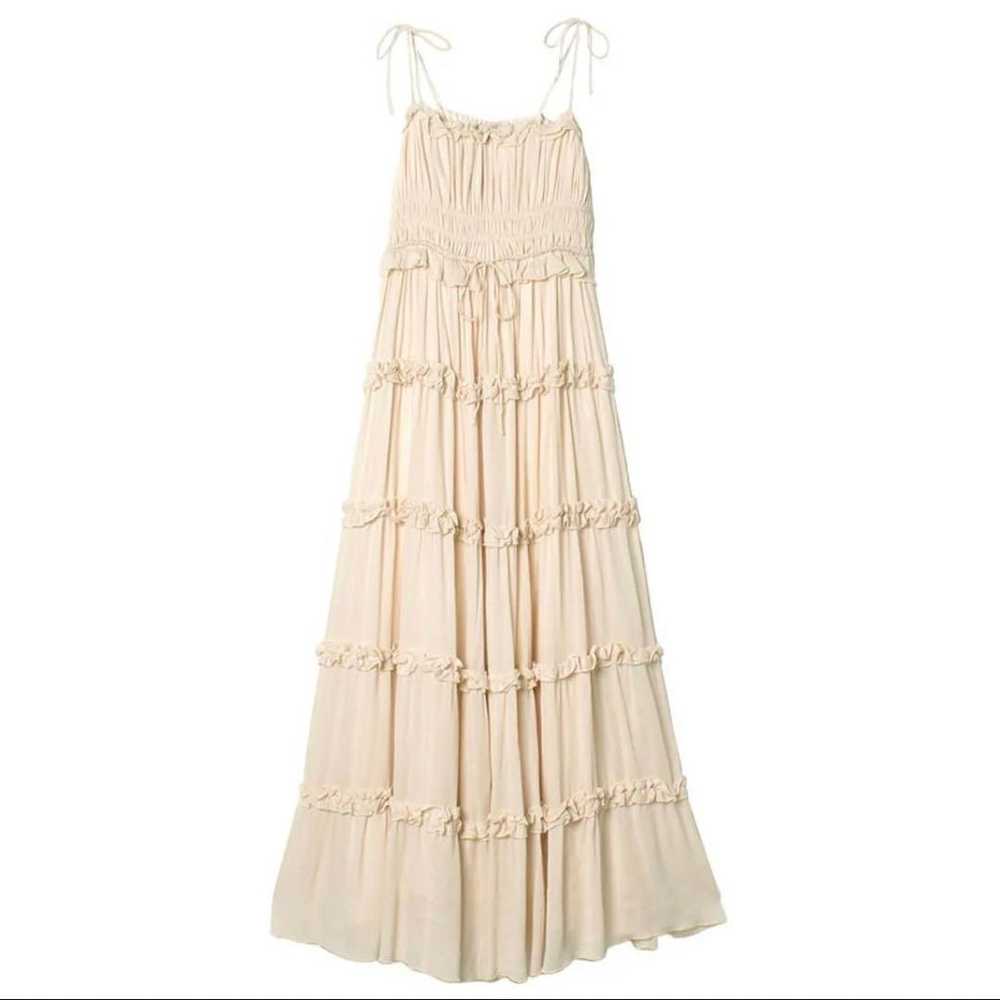 Tiered drinkle frill one-piece dress (BEIGE) - image 1