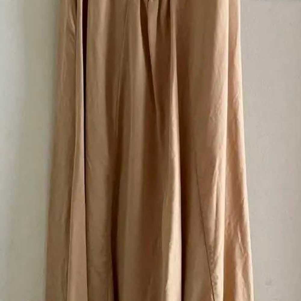 Long one-piece dress in beige. - image 3