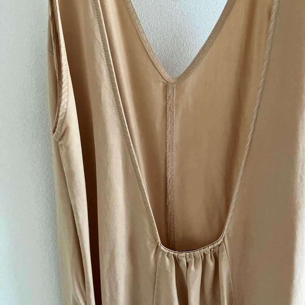 Long one-piece dress in beige. - image 4