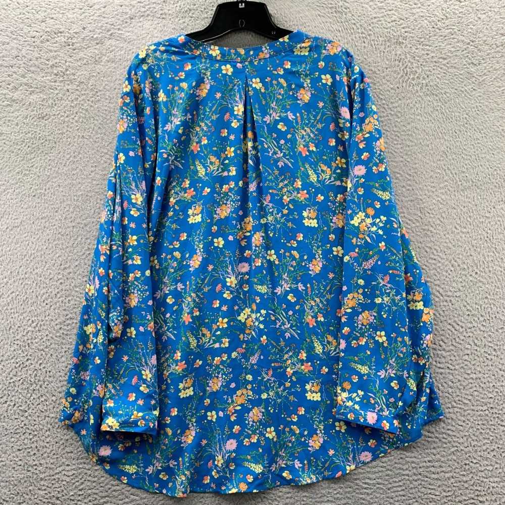 Vintage Floral Pattern Blue Long Sleeve Women's B… - image 2