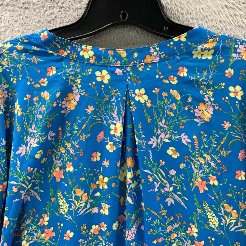 Vintage Floral Pattern Blue Long Sleeve Women's B… - image 5