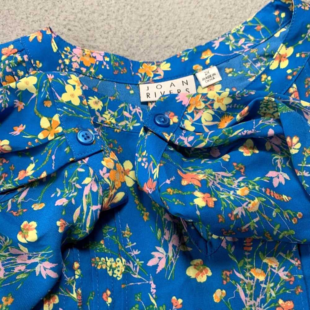 Vintage Floral Pattern Blue Long Sleeve Women's B… - image 7