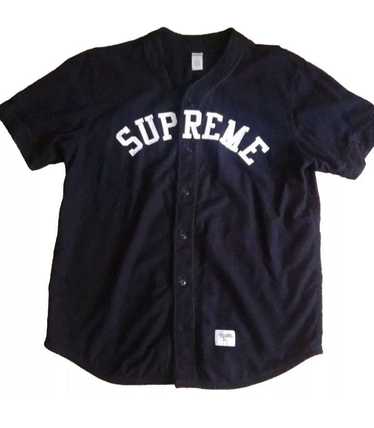 Online Authentic Supreme Rhinestone Baseball Jersey Black Sz Large