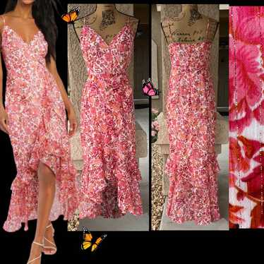 Lulus Always Enchanting Pink Floral Metallic Ruffl