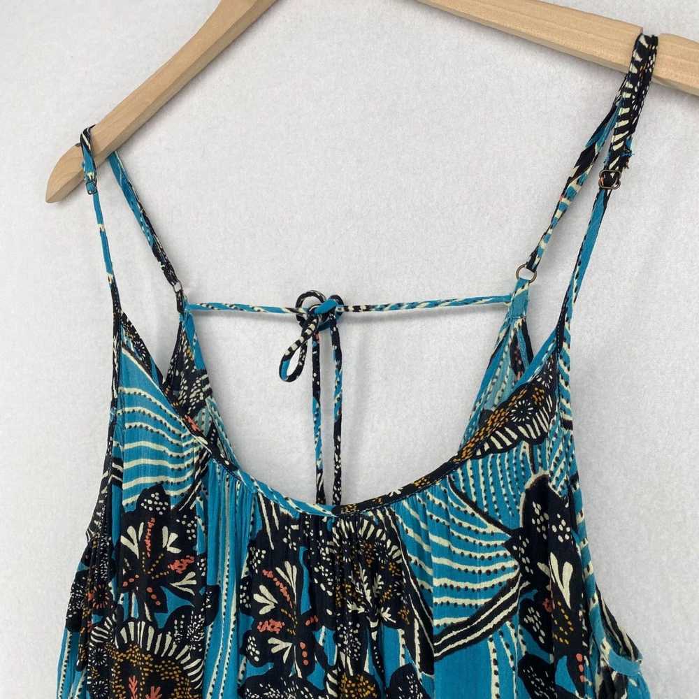 Anthropologie Floral Tassel Adorned Viscose Blue … - image 2