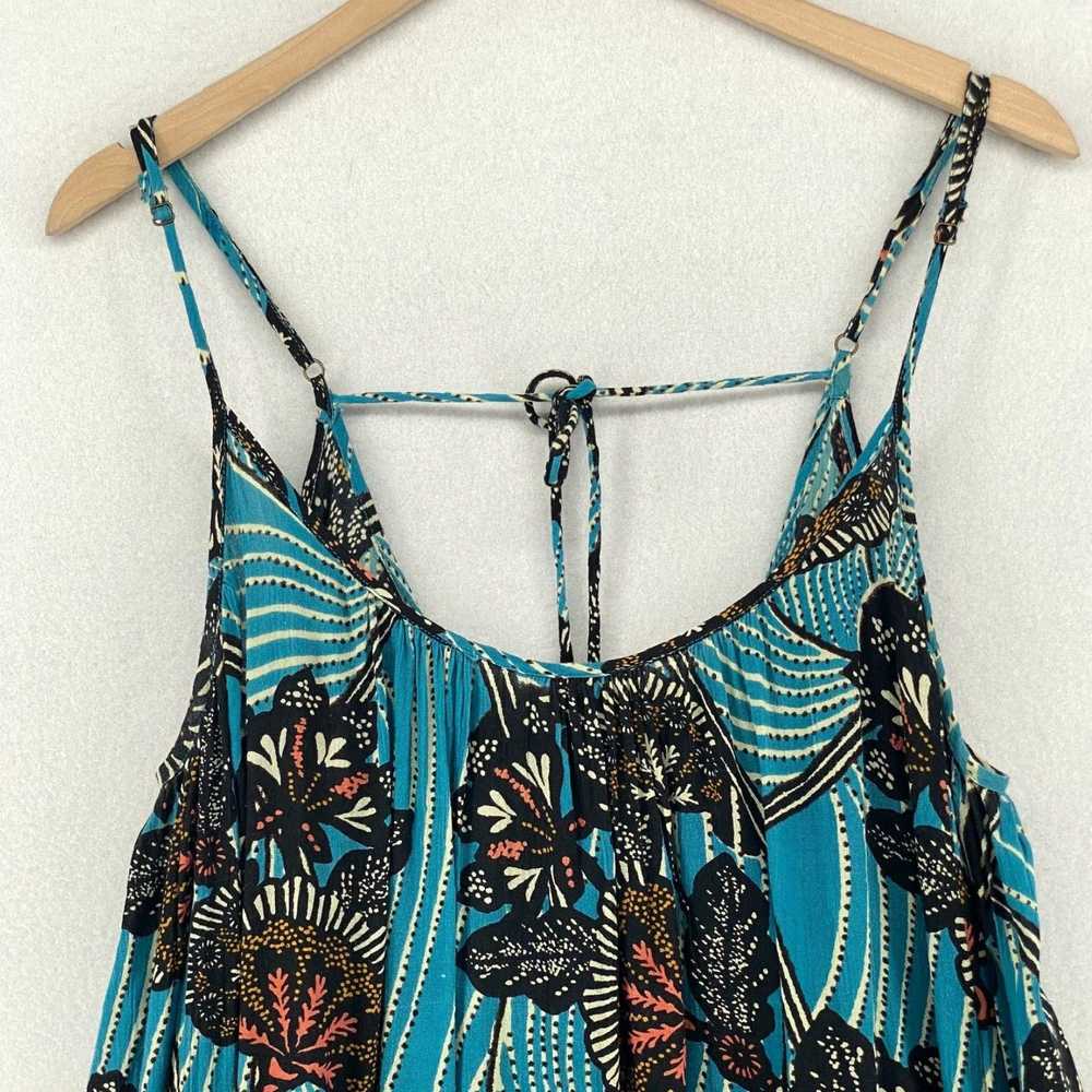 Anthropologie Floral Tassel Adorned Viscose Blue … - image 4