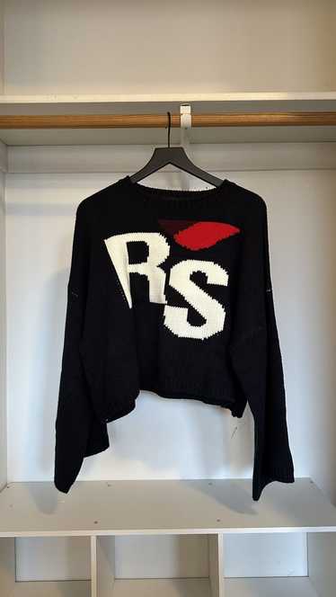 Raf Simons Navy Blue Virgin Wool Cropped Oversized