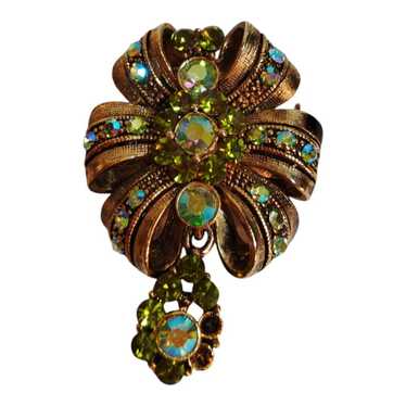 Joan River Style Green Stone Brooch - image 1