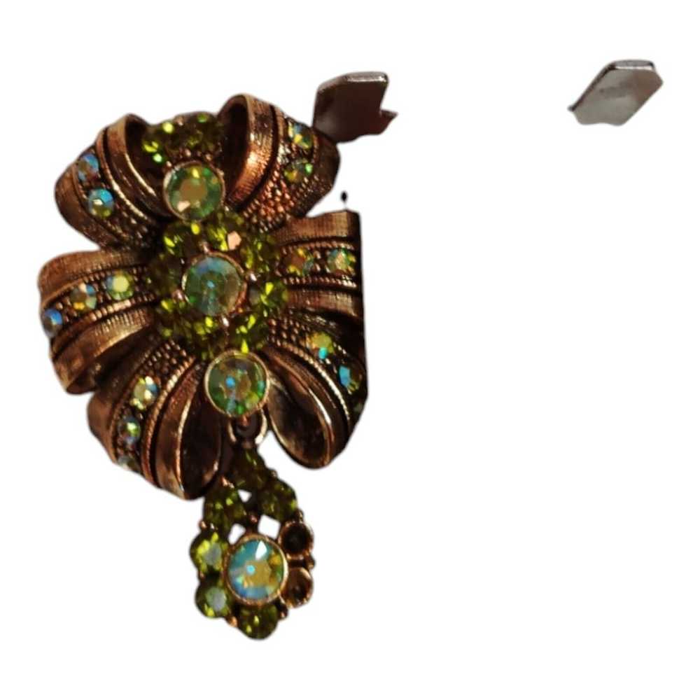 Joan River Style Green Stone Brooch - image 2