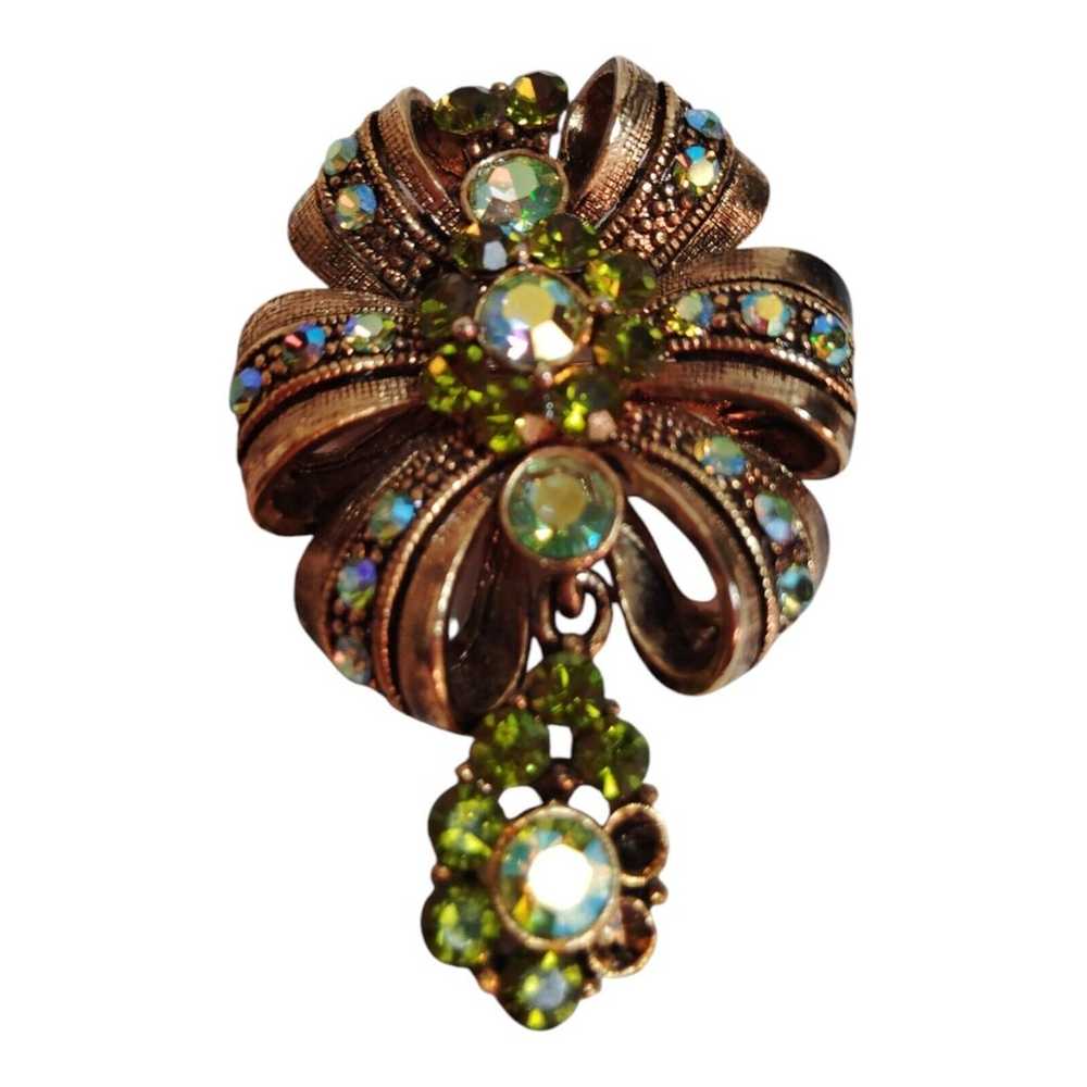 Joan River Style Green Stone Brooch - image 3