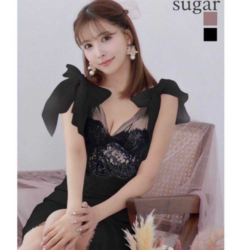 an / Ann Cabaret Dress Black Shoulder Ribbon Sheer - image 1