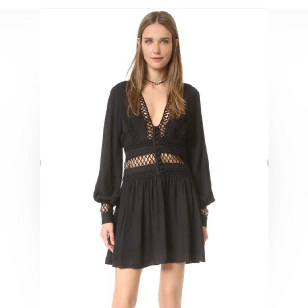 Free People I THINK I LOVE YOU Black Mini Dress S… - image 1