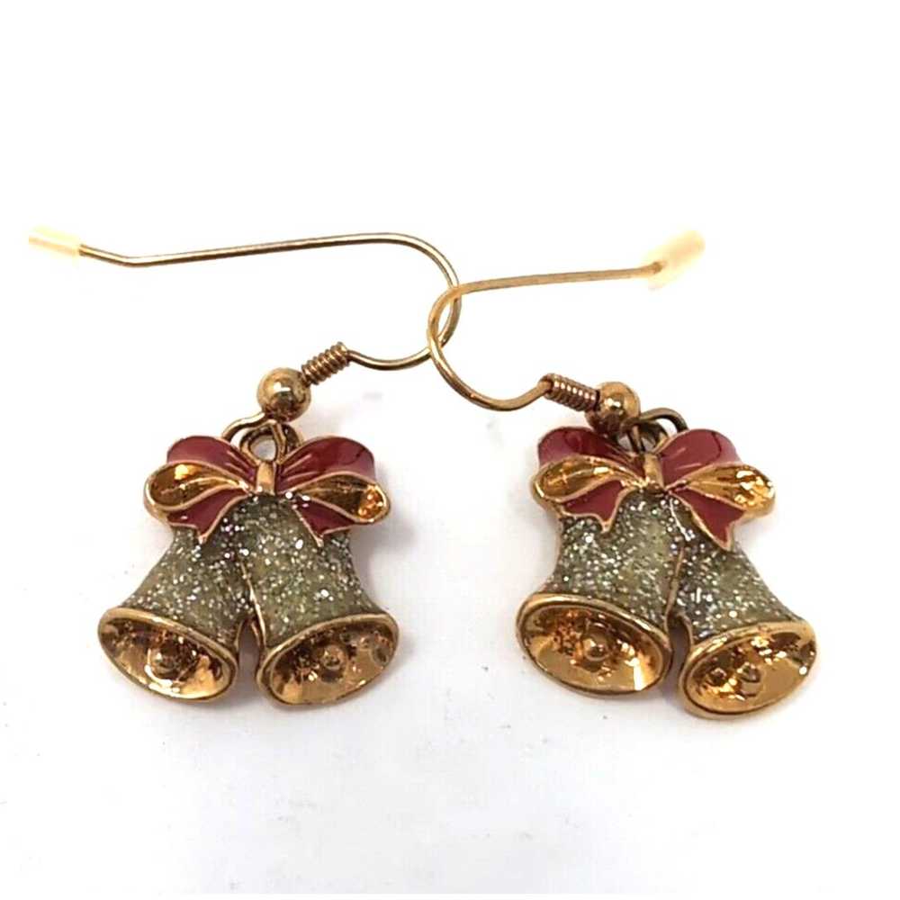 VTG Avon Jewelry Christmas Bells Bow Pin Pierced … - image 3