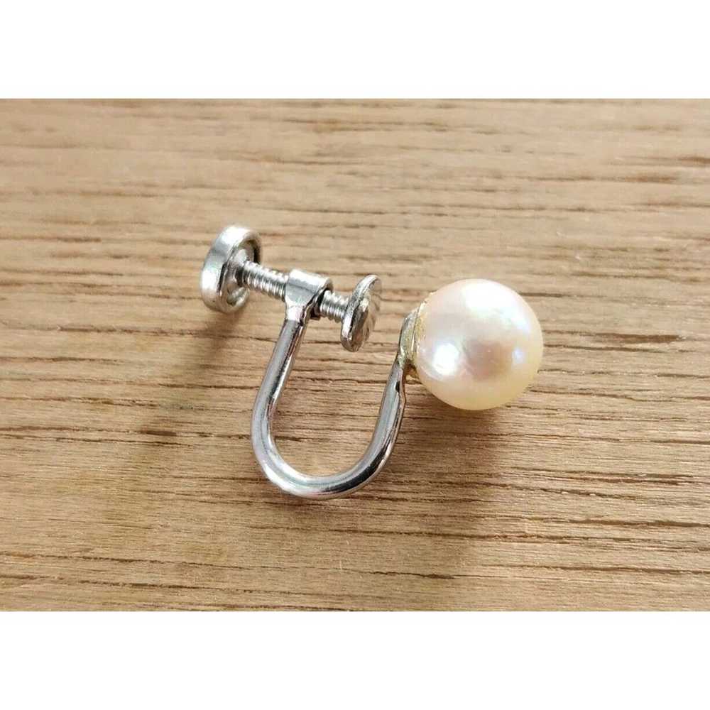 Single Genuine Pearl 7mm Screw-back Earring Sterl… - image 2